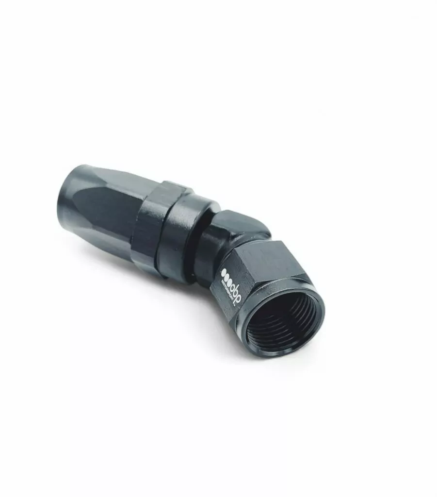 45 Degree CPE Forged Fuel Hose End Fitting Black