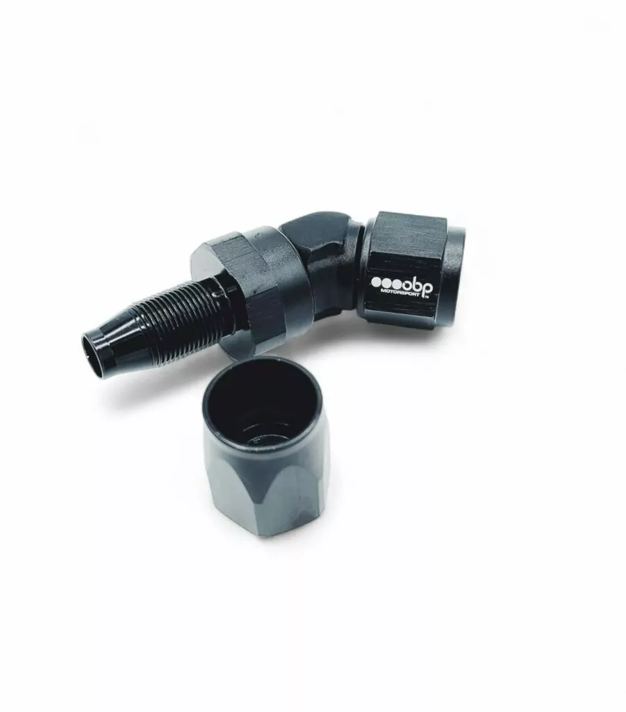 45 Degree CPE Forged Fuel Hose End Fitting Black