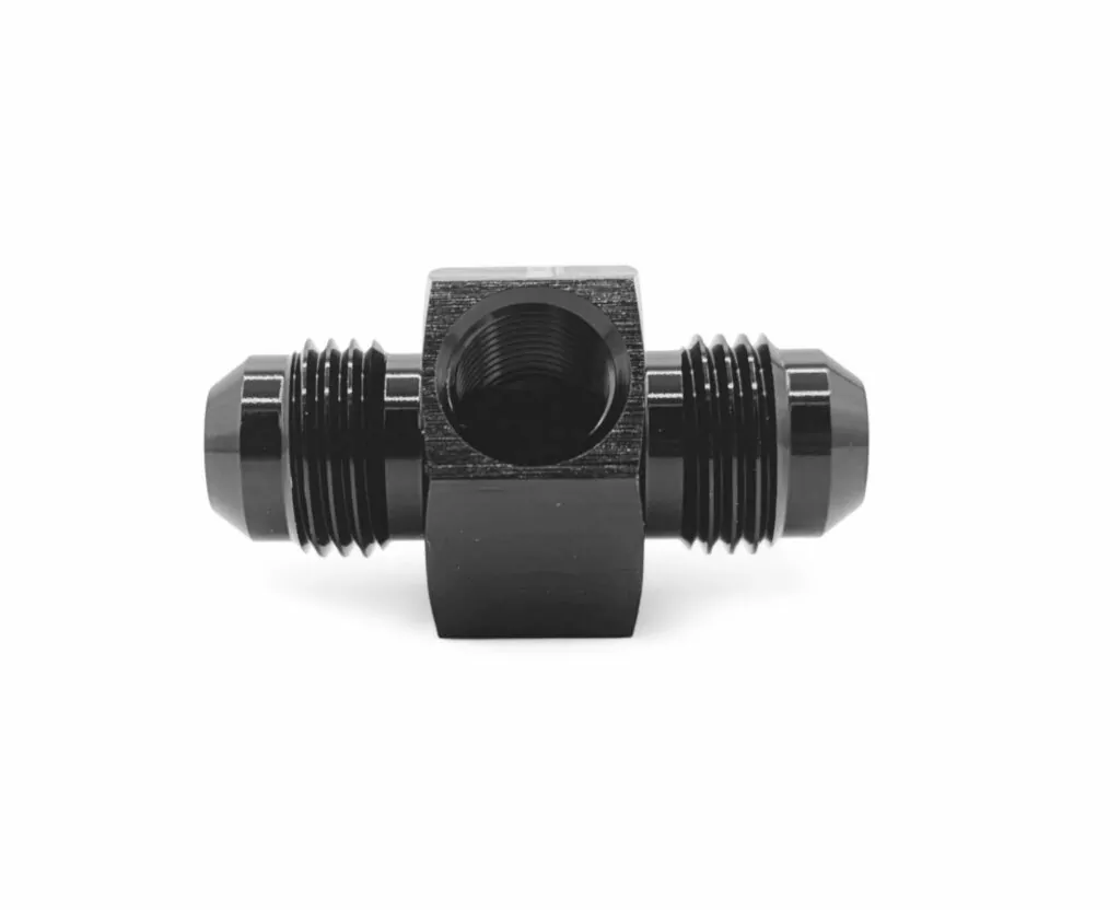 AN/JIC Male Equal Fuel Hose Adaptor with 1/8" NPT Female Port Black