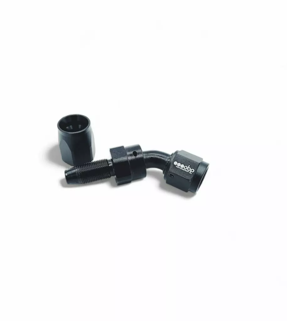 45 Degree CPE Fuel Hose End Fitting Black