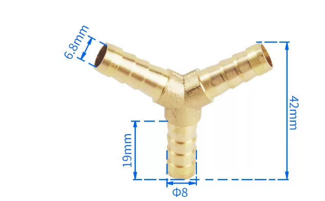 Brass Coupling 8mm OD Y Piece Connector
