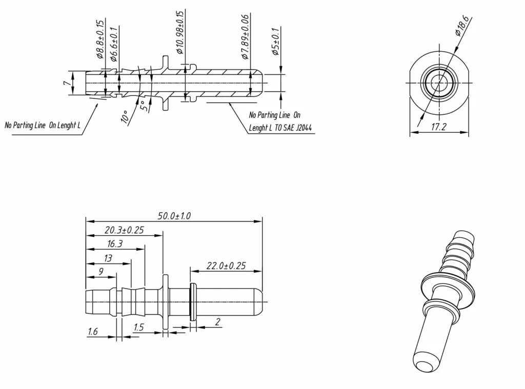 SAE J2044 Quick Connect Ø7.89 (5/16") Coupling 8mm to OE Connect